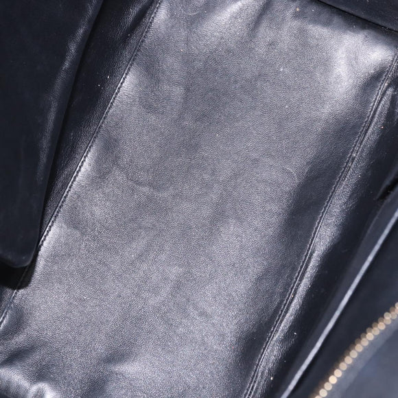 CELINE Luggage Mini shopper Hand Bag Calf Skin Black Silver Auth 194754V