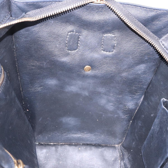 CELINE Luggage Mini shopper Hand Bag Calf Skin Black Silver Auth 194754V