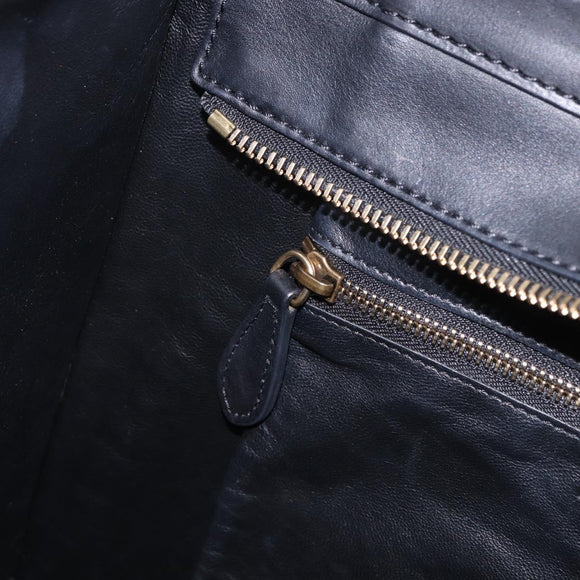 CELINE Luggage Mini shopper Hand Bag Calf Skin Black Silver Auth 194754V