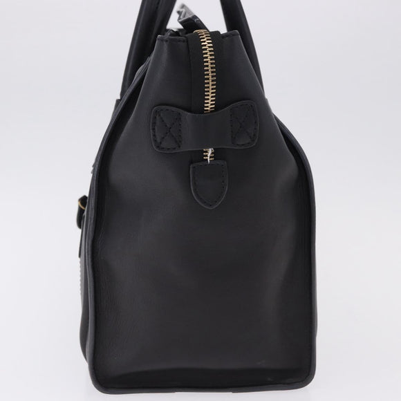 CELINE Luggage Mini shopper Hand Bag Calf Skin Black Silver Auth 194754V