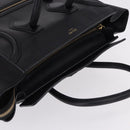 CELINE Luggage Mini shopper Hand Bag Calf Skin Black Silver Auth 194754V-6