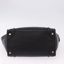 CELINE Luggage Mini shopper Hand Bag Calf Skin Black Silver Auth 194754V-9