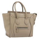 CELINE Luggage Micro shopper Hand Bag Leather Beige Auth 194755SAM-1