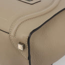 CELINE Luggage Micro shopper Hand Bag Leather Beige Auth 194755SAM-10