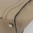 CELINE Luggage Micro shopper Hand Bag Leather Beige Auth 194755SAM-12