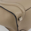 CELINE Luggage Micro shopper Hand Bag Leather Beige Auth 194755SAM-13