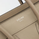 CELINE Luggage Micro shopper Hand Bag Leather Beige Auth 194755SAM-14