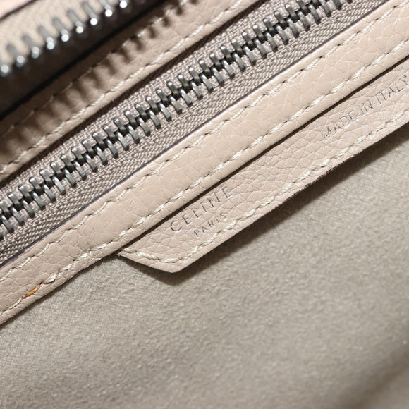 CELINE Luggage Micro shopper Hand Bag Leather Beige Auth 194755SAM
