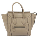 CELINE Luggage Micro shopper Hand Bag Leather Beige Auth 194755SAM-2