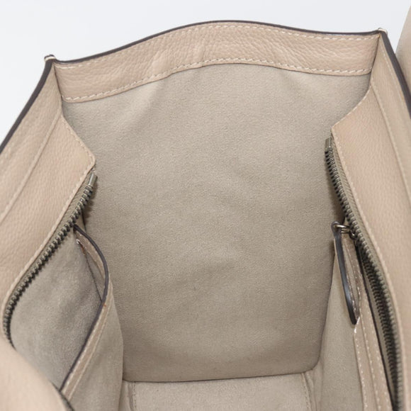 CELINE Luggage Micro shopper Hand Bag Leather Beige Auth 194755SAM