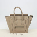 CELINE Luggage Micro shopper Hand Bag Leather Beige Auth 194755SAM-26