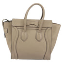 CELINE Luggage Micro shopper Hand Bag Leather Beige Auth 194755SAM-3