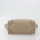 CELINE Luggage Micro shopper Hand Bag Leather Beige Auth 194755SAM-9