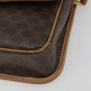 CELINE Macadam Canvas Circle Shoulder Bag PVC Leather Brown Gold Auth 194756-14
