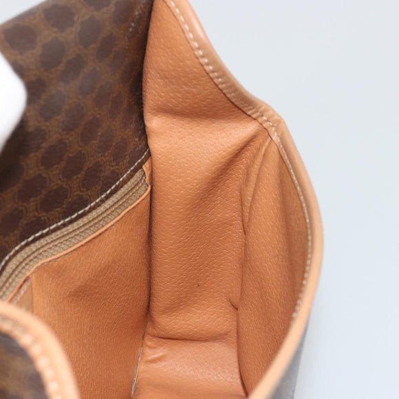 CELINE Macadam Canvas Circle Shoulder Bag PVC Leather Brown Gold Auth 194756