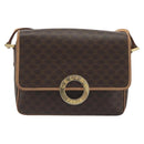 CELINE Macadam Canvas Circle Shoulder Bag PVC Leather Brown Gold Auth 194756-13