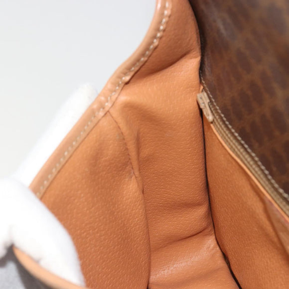 CELINE Macadam Canvas Circle Shoulder Bag PVC Leather Brown Gold Auth 194756