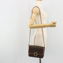 CELINE Macadam Canvas Circle Shoulder Bag PVC Leather Brown Gold Auth 194756-23