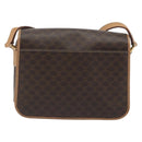 CELINE Macadam Canvas Circle Shoulder Bag PVC Leather Brown Gold Auth 194756-2