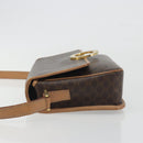 CELINE Macadam Canvas Circle Shoulder Bag PVC Leather Brown Gold Auth 194756-4
