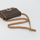 CELINE Macadam Canvas Circle Shoulder Bag PVC Leather Brown Gold Auth 194756-7