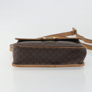 CELINE Macadam Canvas Circle Shoulder Bag PVC Leather Brown Gold Auth 194756-5