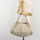 GUCCI GG Canvas Guccissima Abbey Tote Bag Leather White Gold 130736 Auth 194757V-22