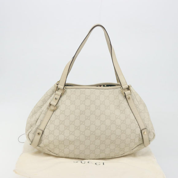 GUCCI GG Canvas Guccissima Abbey Tote Bag Leather White Gold 130736 Auth 194757V