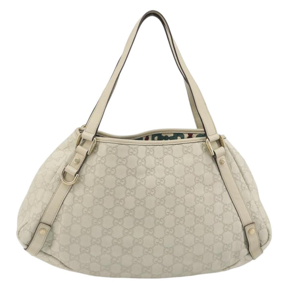 GUCCI GG Canvas Guccissima Abbey Tote Bag Leather White Gold 130736 Auth 194757V