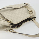 GUCCI GG Canvas Guccissima Abbey Tote Bag Leather White Gold 130736 Auth 194757V-6