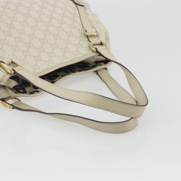 GUCCI GG Canvas Guccissima Abbey Tote Bag Leather White Gold 130736 Auth 194757V