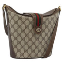 GUCCI GG Supreme Web Sherry Line Bag PVC Beige Gold 904 02 001 Auth 194758-1