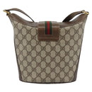 GUCCI GG Supreme Web Sherry Line Bag PVC Beige Gold 904 02 001 Auth 194758-3
