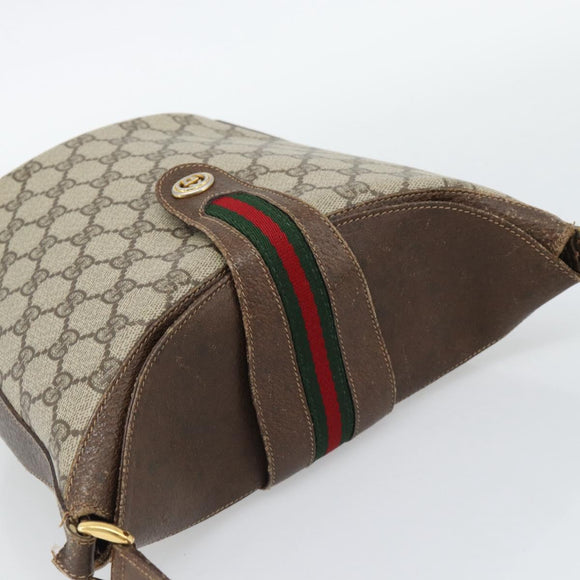 GUCCI GG Supreme Web Sherry Line Bag PVC Beige Gold 904 02 001 Auth 194758