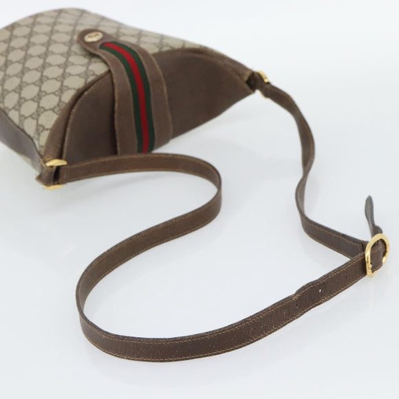 GUCCI GG Supreme Web Sherry Line Bag PVC Beige Gold 904 02 001 Auth 194758