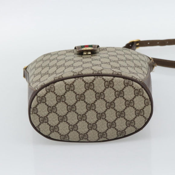 GUCCI GG Supreme Web Sherry Line Bag PVC Beige Gold 904 02 001 Auth 194758