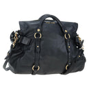 Miu Miu Hand Bag Leather 2way Black Gold Auth 194760V-1