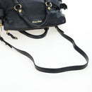 Miu Miu Hand Bag Leather 2way Black Gold Auth 194760V-9