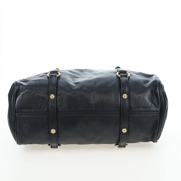 Miu Miu Hand Bag Leather 2way Black Gold Auth 194760V