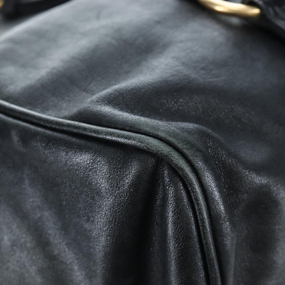 Miu Miu Hand Bag Leather 2way Black Gold Auth 194760V