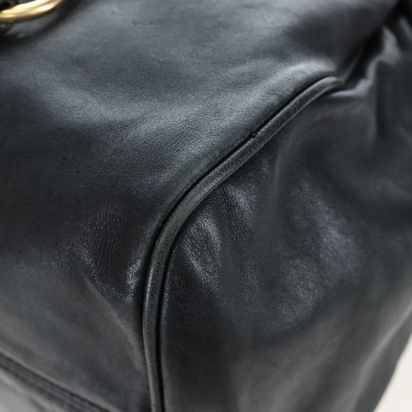 Miu Miu Hand Bag Leather 2way Black Gold Auth 194760V