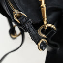 Miu Miu Hand Bag Leather 2way Black Gold Auth 194760V-22
