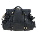 Miu Miu Hand Bag Leather 2way Black Gold Auth 194760V-13