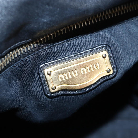 Miu Miu Hand Bag Leather 2way Black Gold Auth 194760V