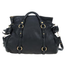 Miu Miu Hand Bag Leather 2way Black Gold Auth 194760V-2