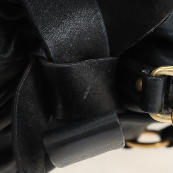 Miu Miu Hand Bag Leather 2way Black Gold Auth 194760V