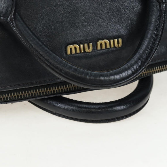 Miu Miu Hand Bag Leather 2way Black Gold Auth 194760V