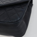CHANEL Matelasse Chain Shoulder Bag Lamb Skin Navy Gold CC Auth 194761-9