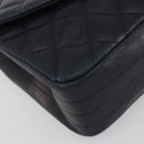 CHANEL Matelasse Chain Shoulder Bag Lamb Skin Navy Gold CC Auth 194761-14