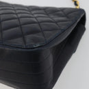 CHANEL Matelasse Chain Shoulder Bag Lamb Skin Navy Gold CC Auth 194761-15